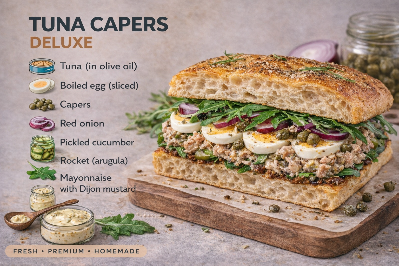 Focaccia Tuna capers